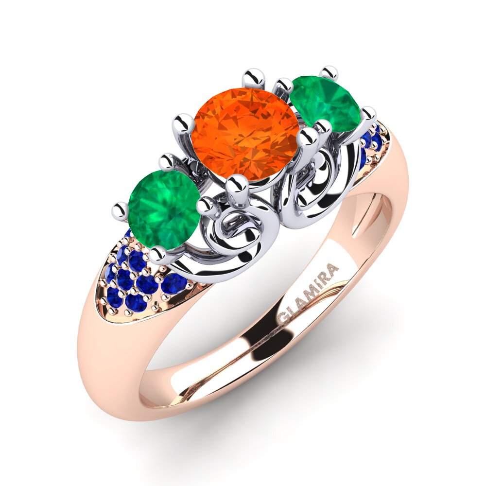 18K Rose & White Gold Fire-Opal Engagement Ring Velma