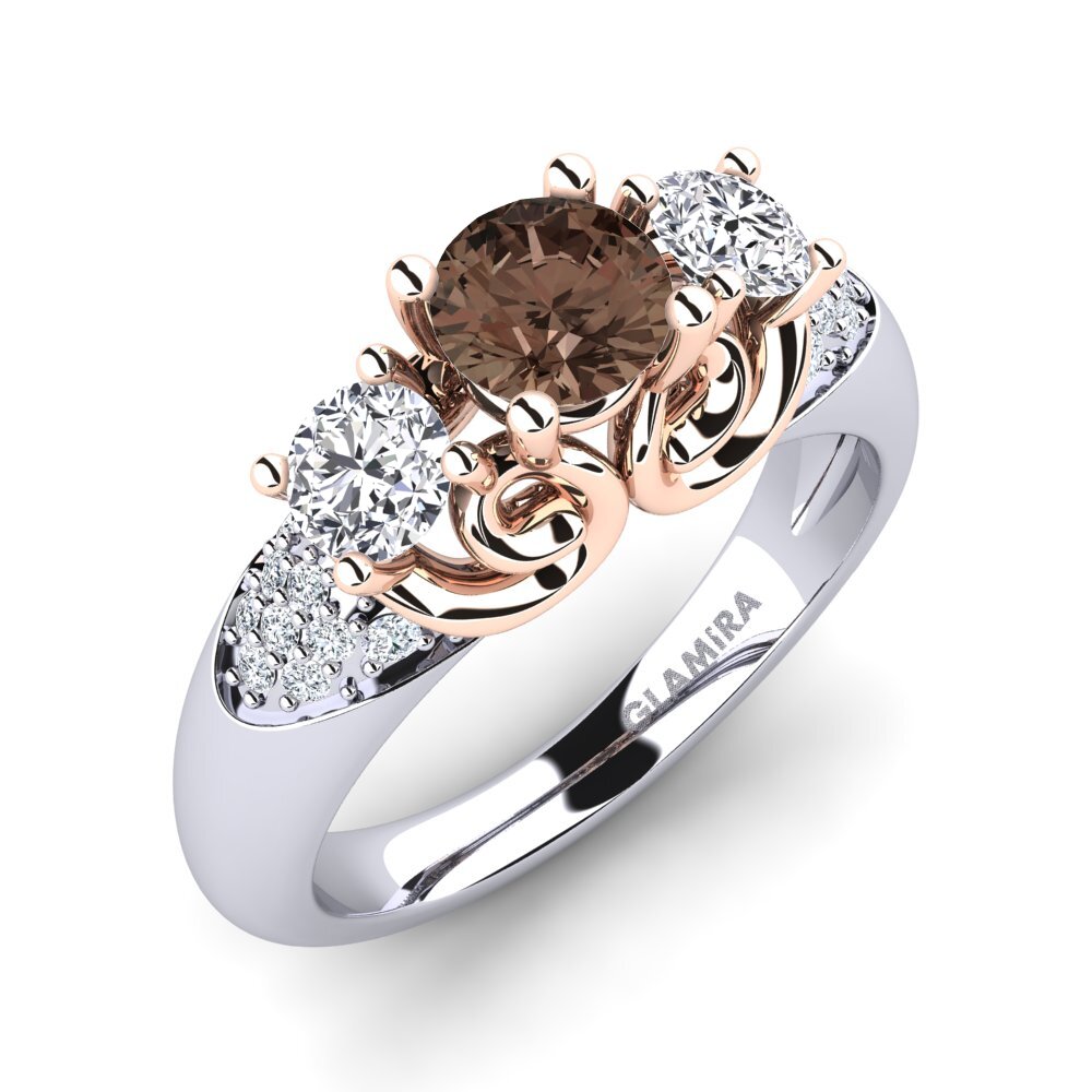 9ct White & Rose Gold Smoky Quartz Engagement Ring Velma