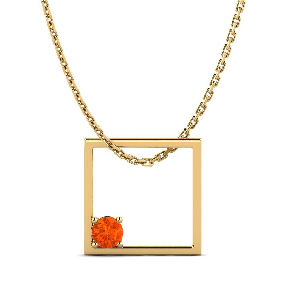 9k Oro Amarillo Ópalo Fuego Colgante de Mujer Eudist