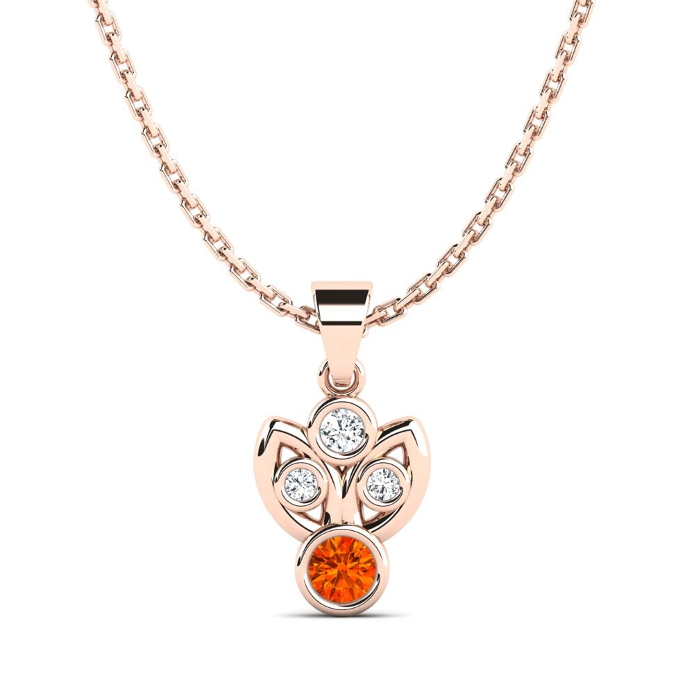 14k Oro Rosa Zafiro Naranja Colgante de Mujer Fingear