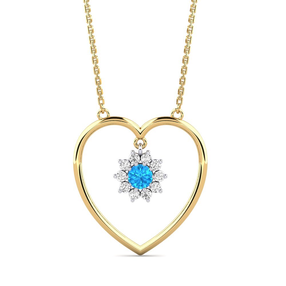 9k Oro Amarillo & Blanco Topacio azul Collar de Mujer Griege