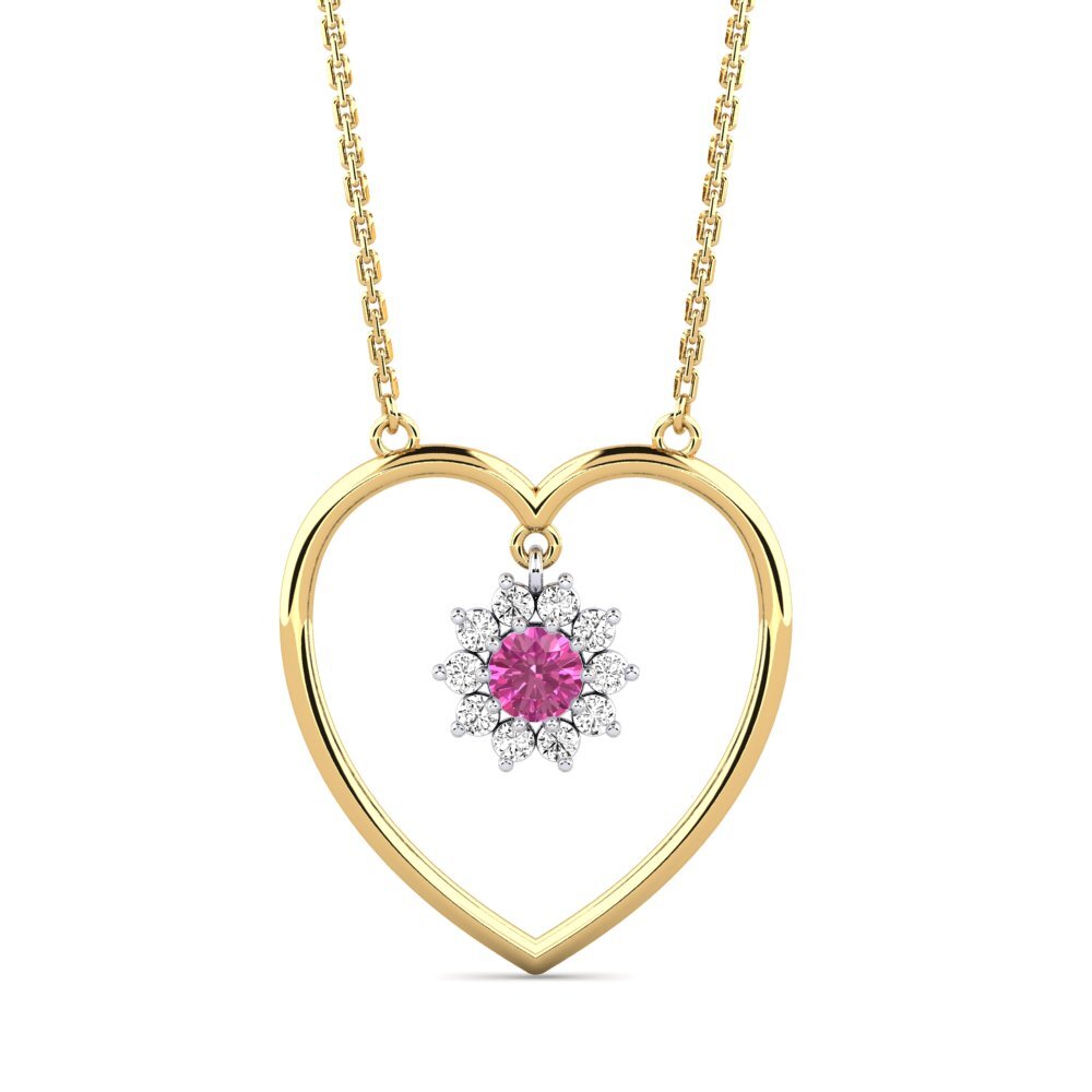 9k Oro Amarillo & Blanco Topacio Rosa Collar de Mujer Griege
