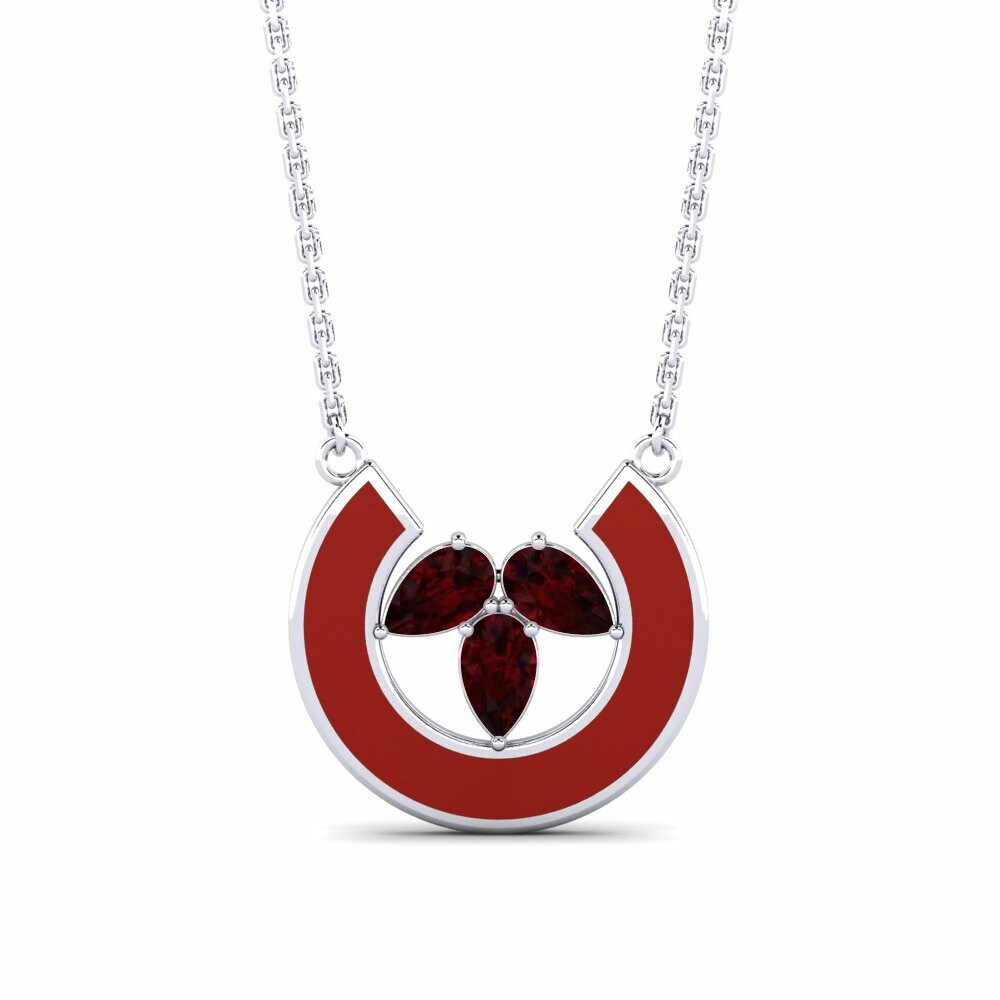 Vàng Trắng 18K Đá Garnet / Ngọc Hồng Lựu Dây chuyền nữ Grumpy