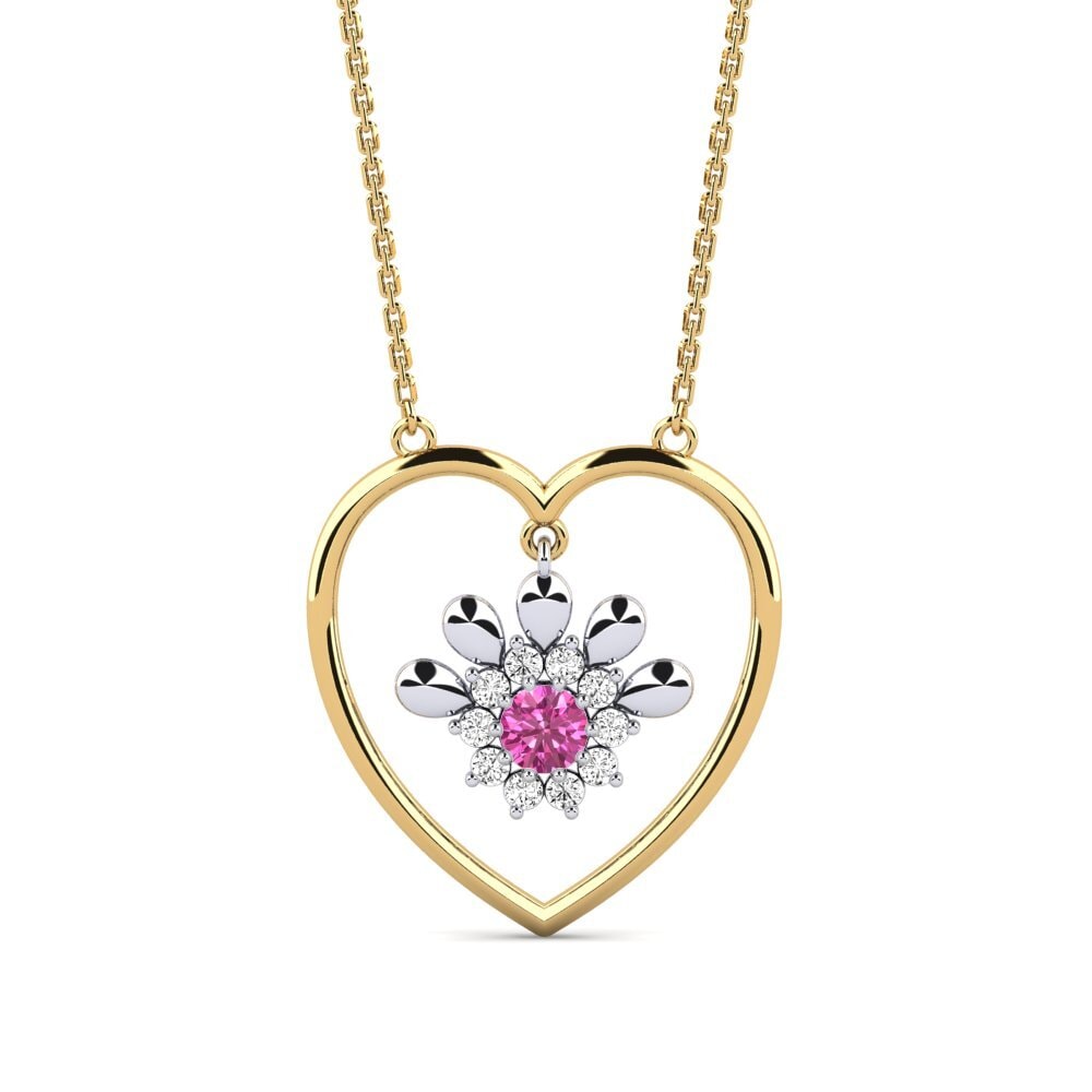 9k Oro Amarillo & Blanco Topacio Rosa Collar de Mujer Hallam