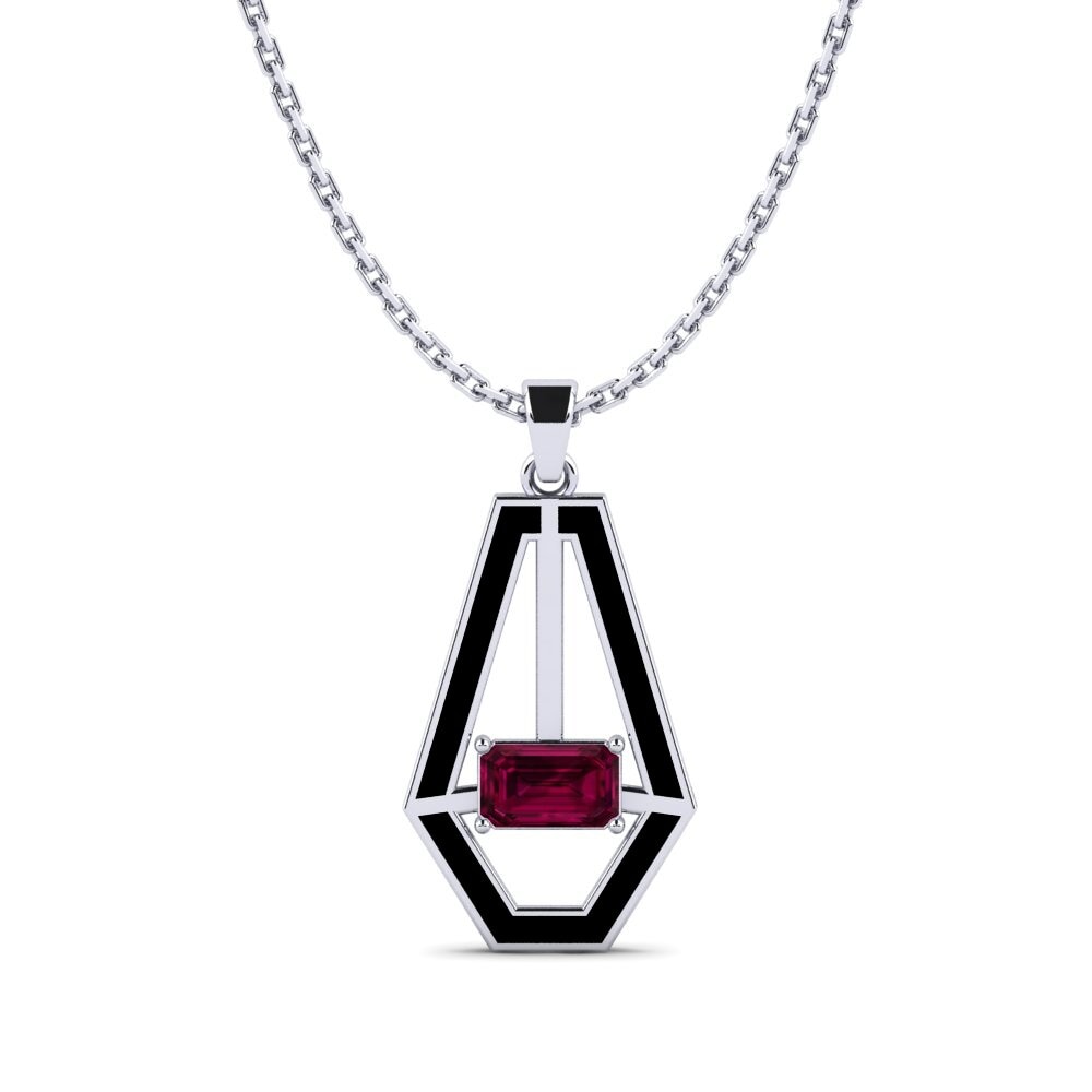 Emerald Cut Rhodolite Garnet Pendant Hearn