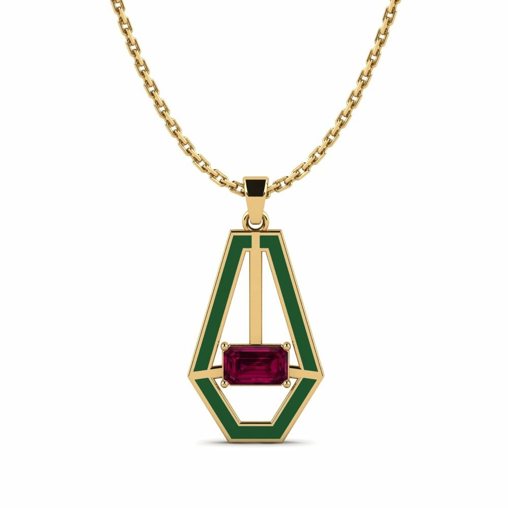 Vàng 18K Đá Rhodolite Mặt dây chuyền nữ Hearn