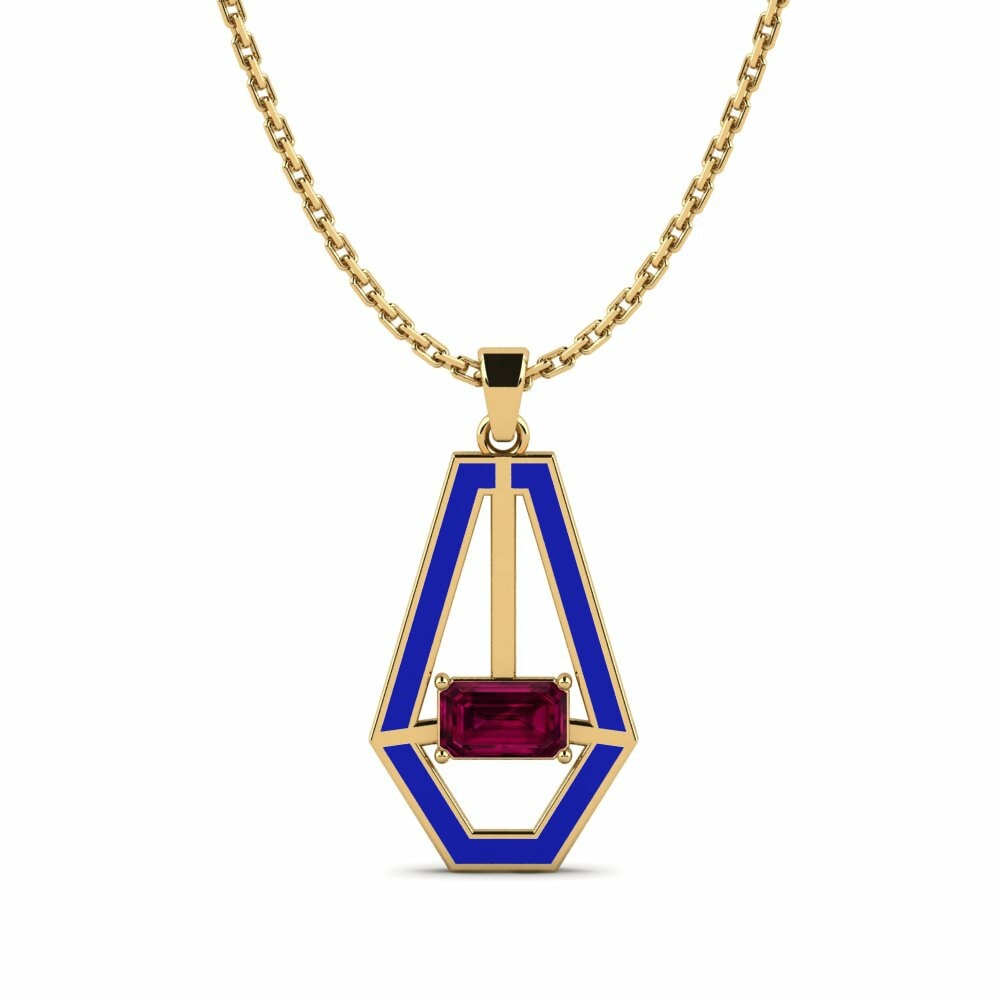 Vàng 9K Đá Rhodolite Mặt dây chuyền nữ Hearn