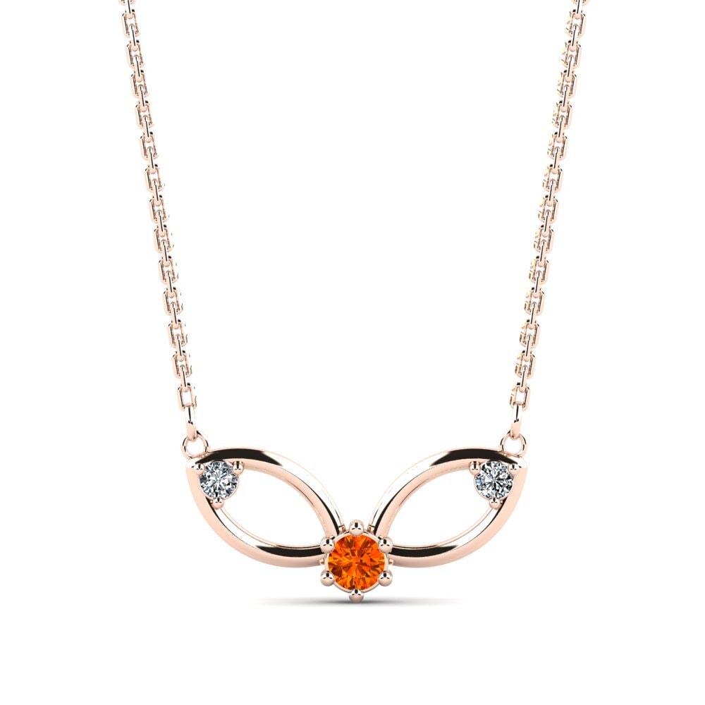 14k Oro Rosa Zafiro Naranja Collar de Mujer Hempen
