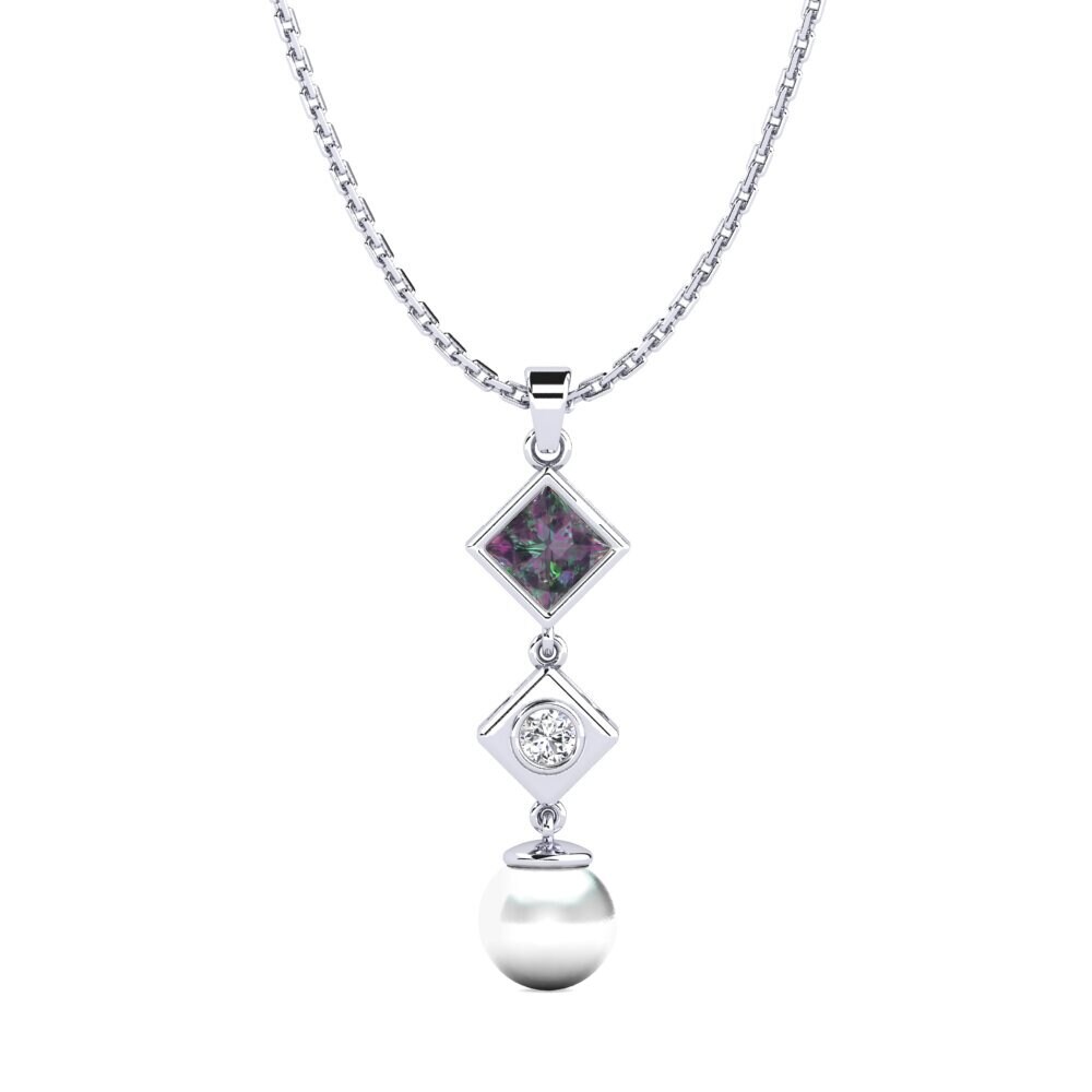 14ct White Gold Mystic Topaz Women's Pendant Hsehsom