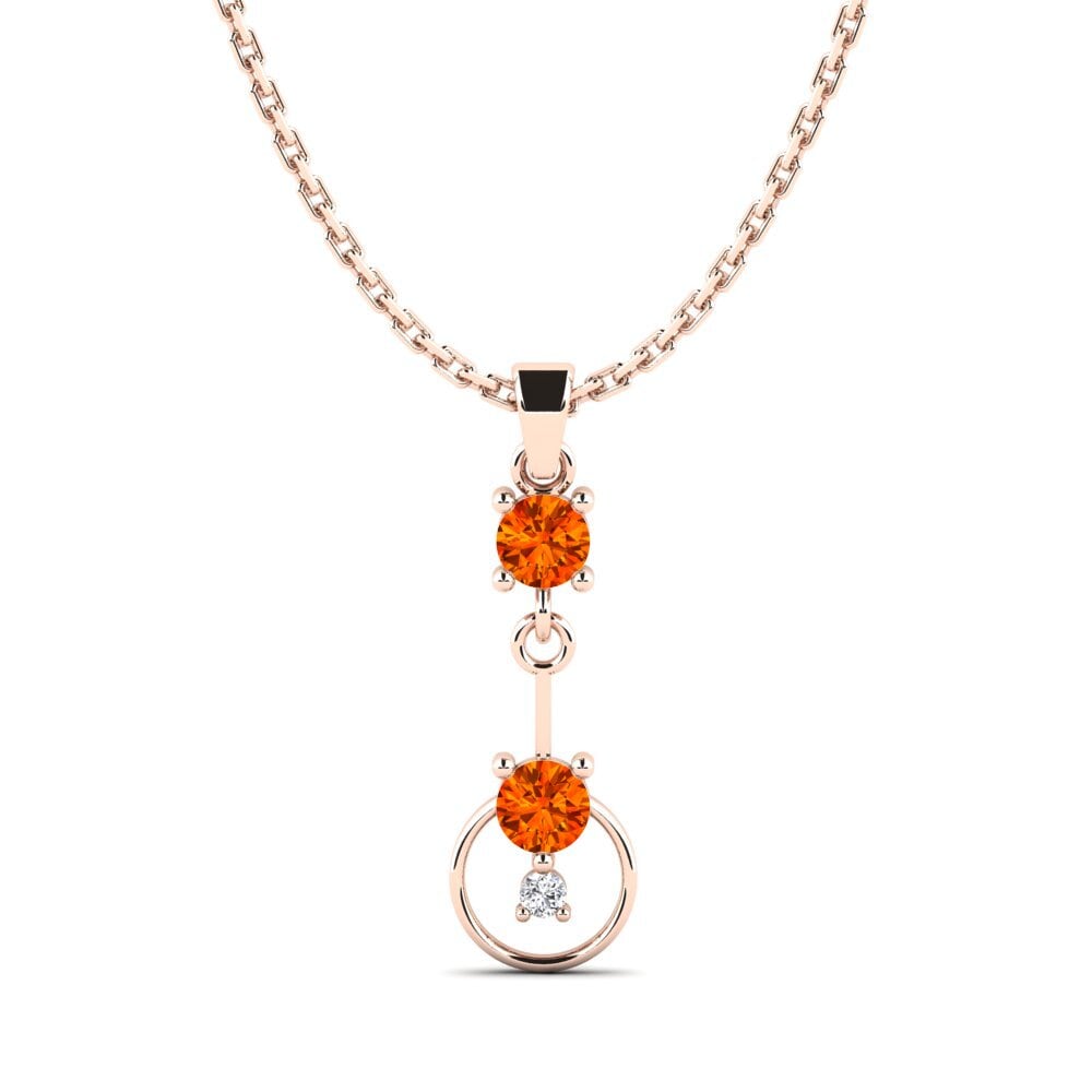 14k Oro Rosa Zafiro Naranja Colgante de Mujer Labra
