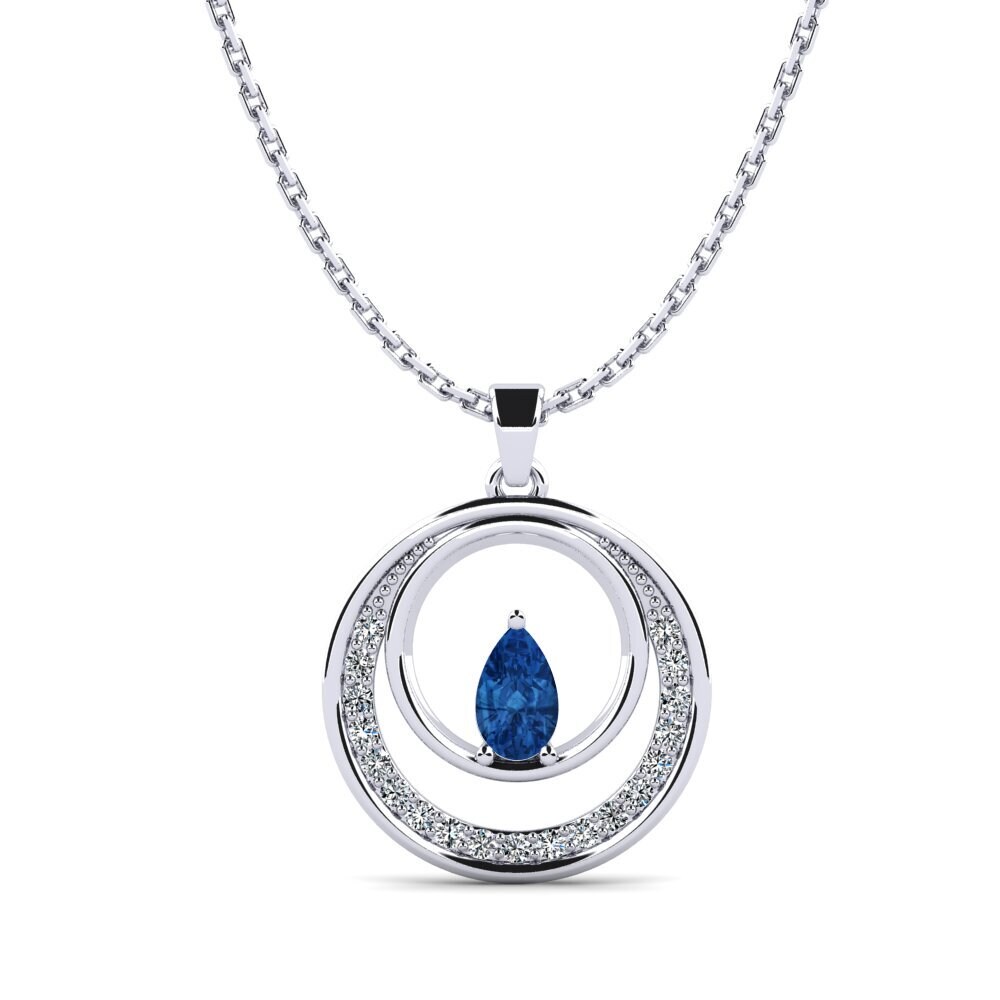 Giọt Nước Đá Zirconia Xanh Lam Mặt dây chuyền nữ Leroy