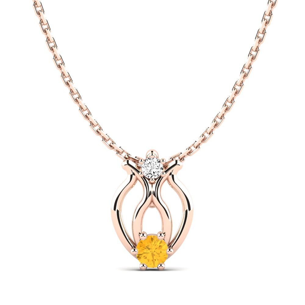 14k Oro Rosa Citrino Colgante de Mujer Magsdie