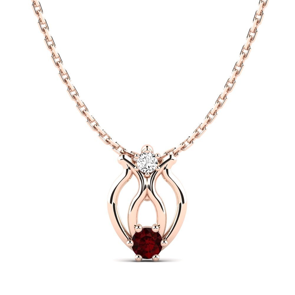 14k Oro Rosa Granate Colgante de Mujer Magsdie