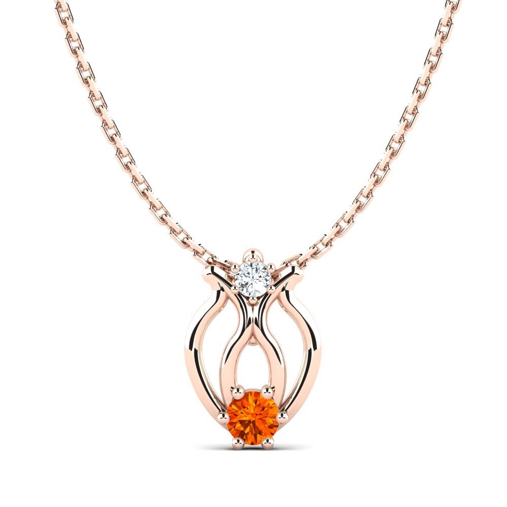 14k Oro Rosa Zafiro Naranja Colgante de Mujer Magsdie