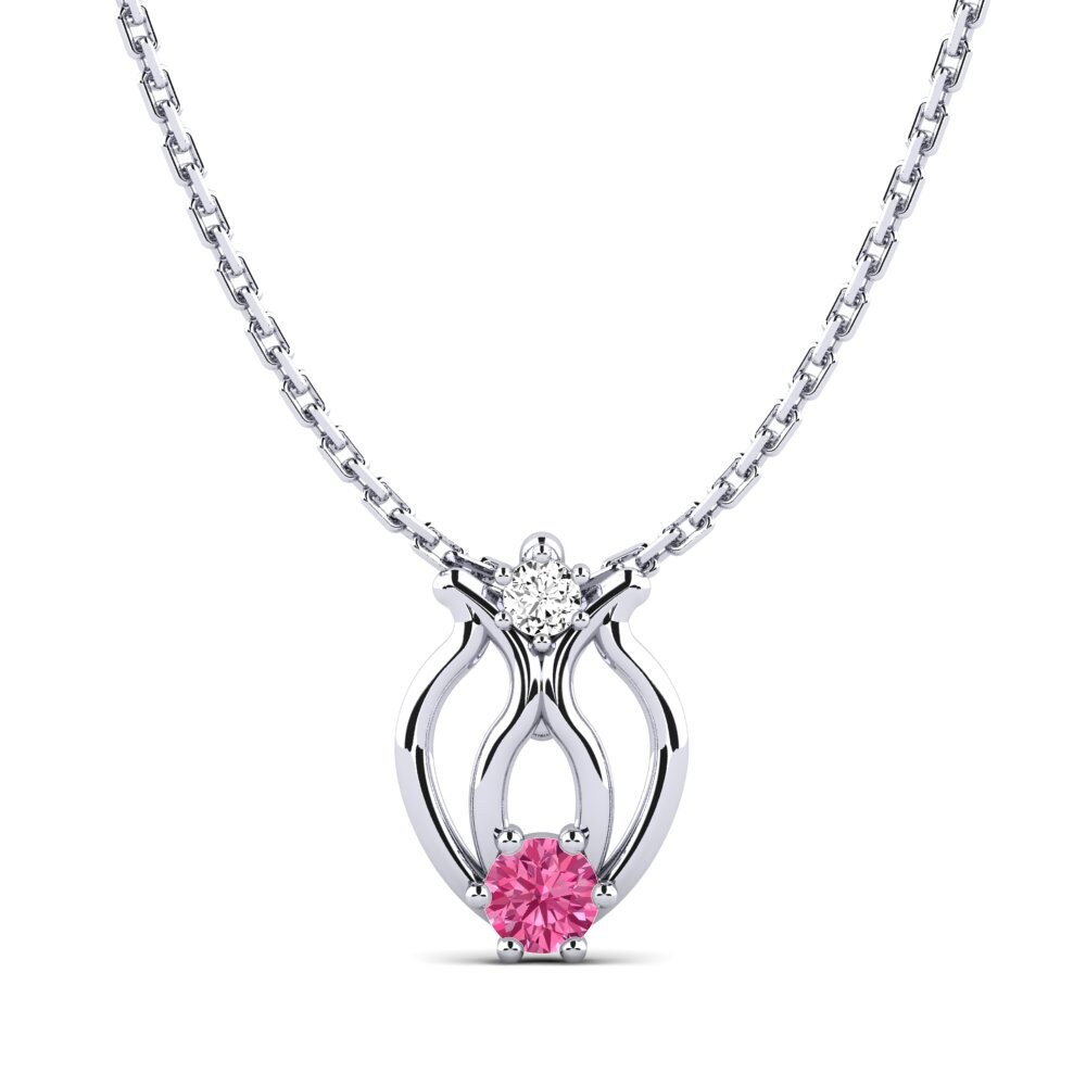 Platino 950 Turmalina rosa Colgante de Mujer Magsdie