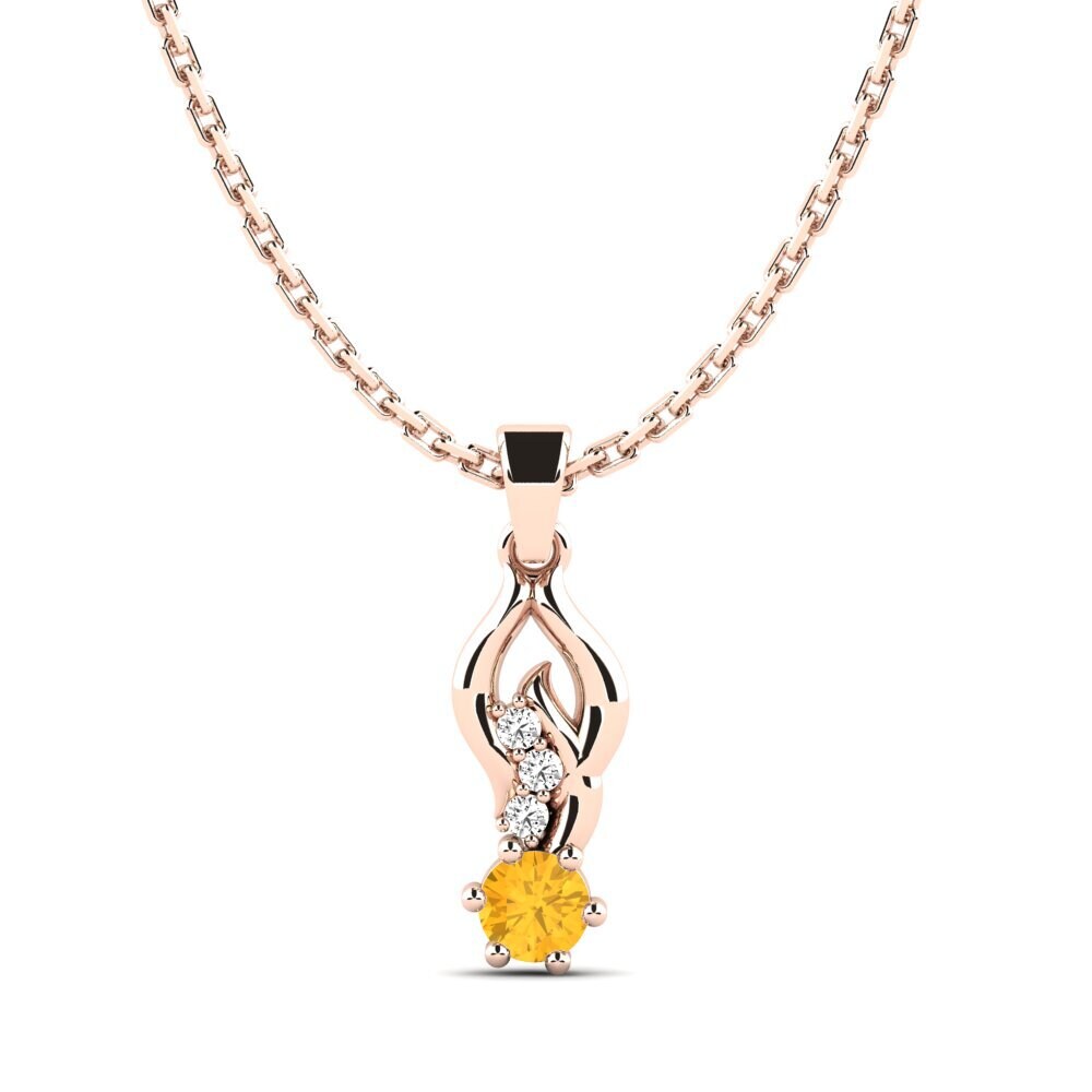 14k Oro Rosa Citrino Colgante de Mujer Marccies