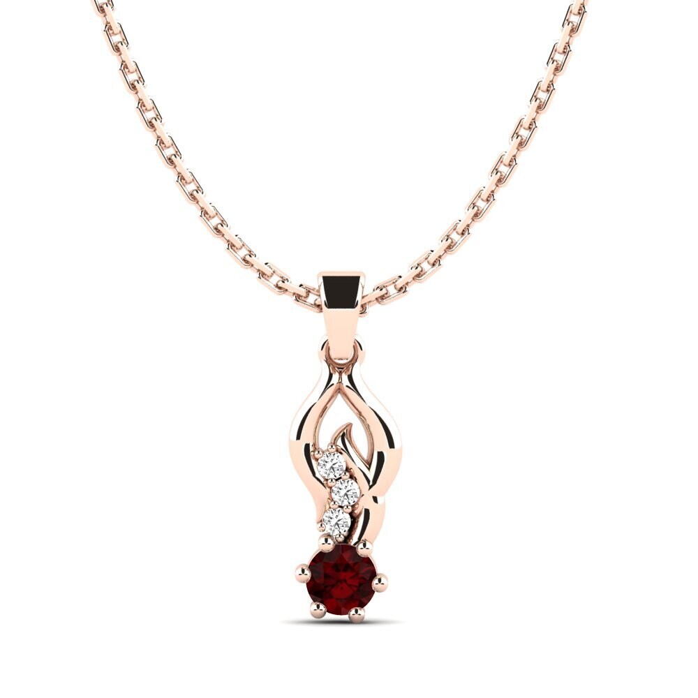 14k Oro Rosa Granate Colgante de Mujer Marccies