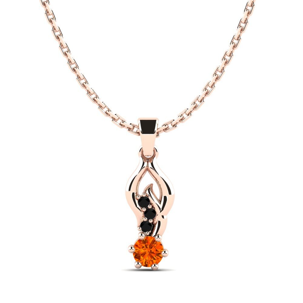 14k Oro Rosa Zafiro Naranja Colgante de Mujer Marccies