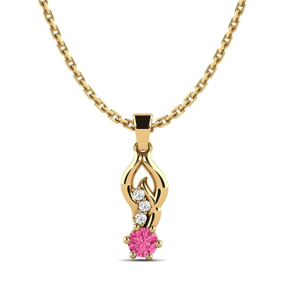 14k Oro Amarillo Turmalina rosa Colgante de Mujer Marccies
