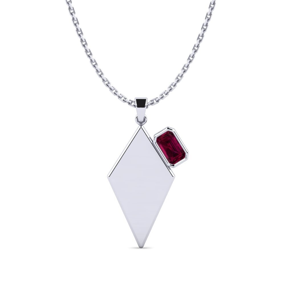 Emerald Cut Rhodolite Garnet Pendant Mateo