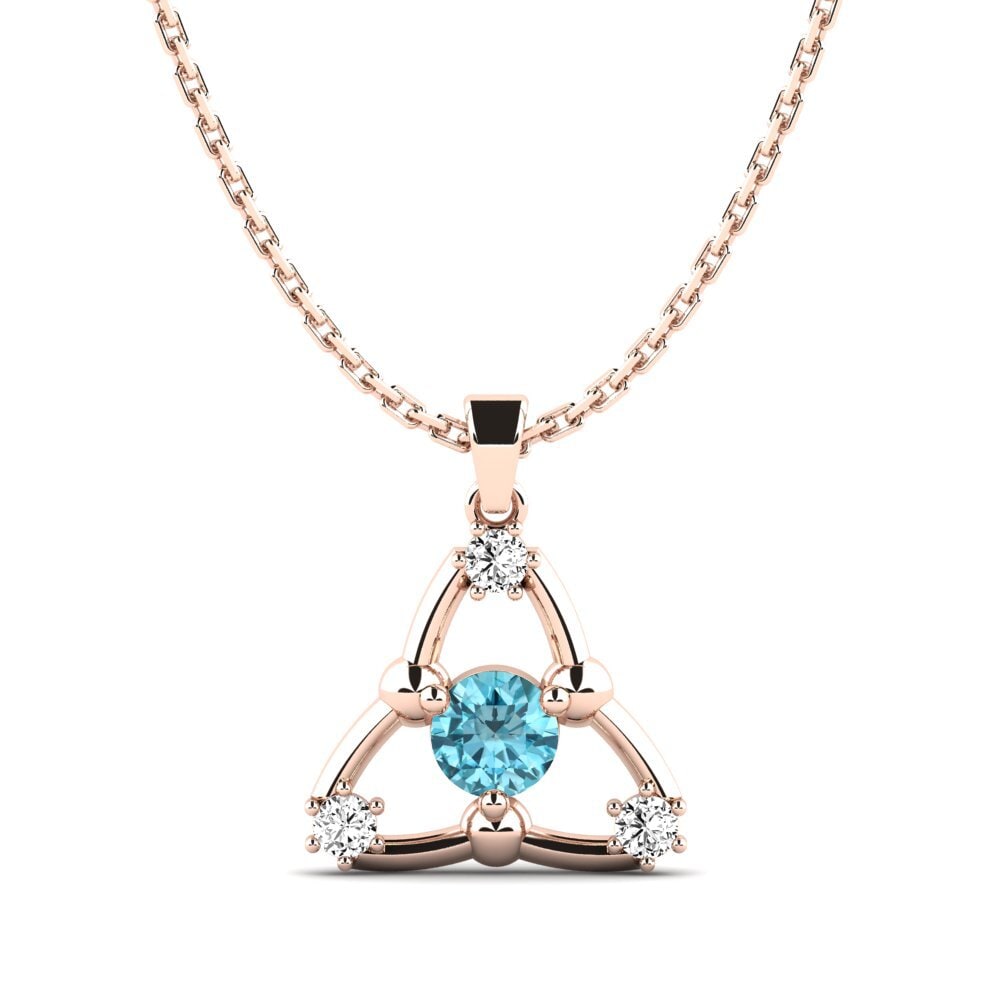 14k Oro Rosa Circón Azul Colgante de Mujer Melysa