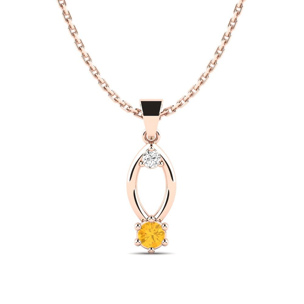 14k Oro Rosa Citrino Colgante de Mujer Motion