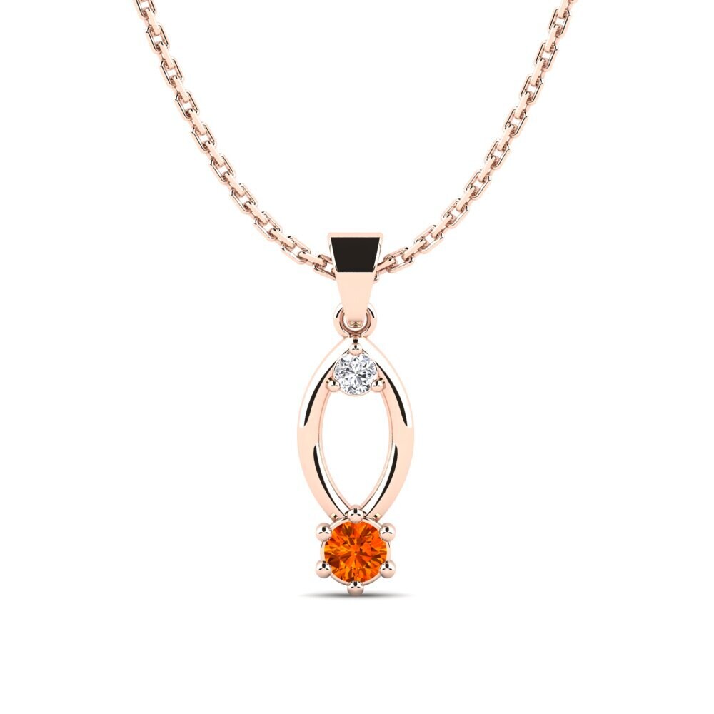 14k Oro Rosa Zafiro Naranja Colgante de Mujer Motion