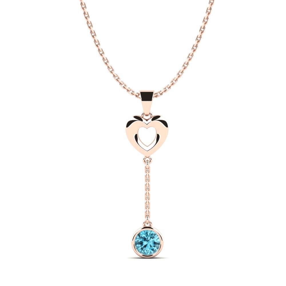 14k Oro Rosa Circón Azul Colgante de Mujer Necassey