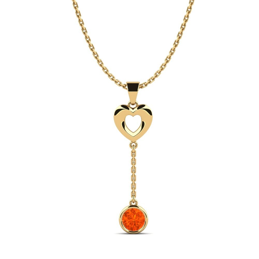 9k Oro Amarillo Ópalo Fuego Colgante de Mujer Necassey