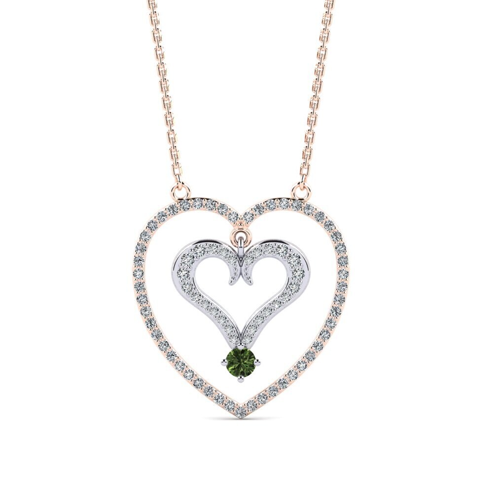 18k Oro Rosa & Blanco Zafiro Verde Collar de Mujer Orphist