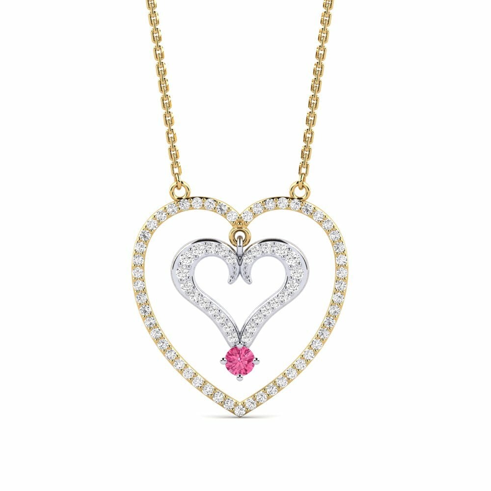 Vàng-Trắng 9K Đá Tourmaline Hồng / Bích tỷ Dây chuyền nữ Orphist