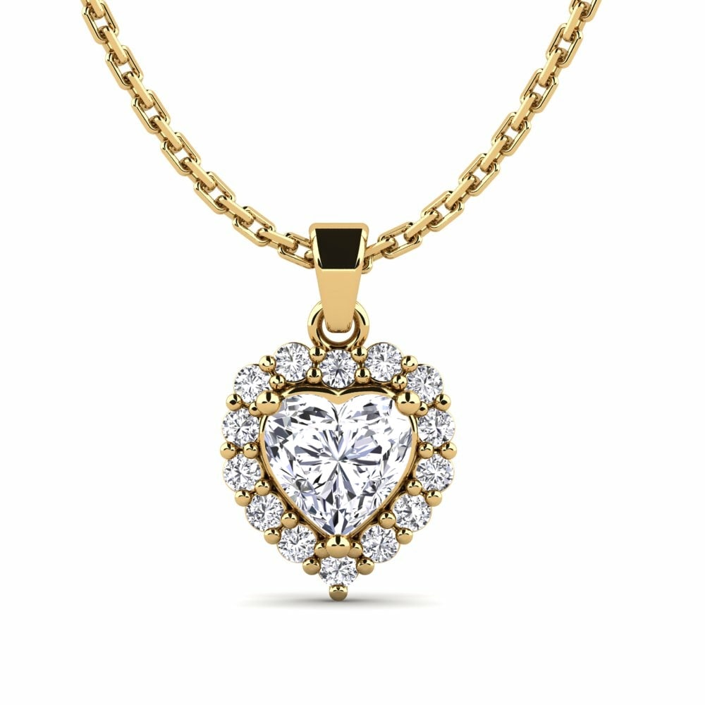 Halo Necklaces GLAMIRA Pendant Parietal 585 Yellow Gold Diamond