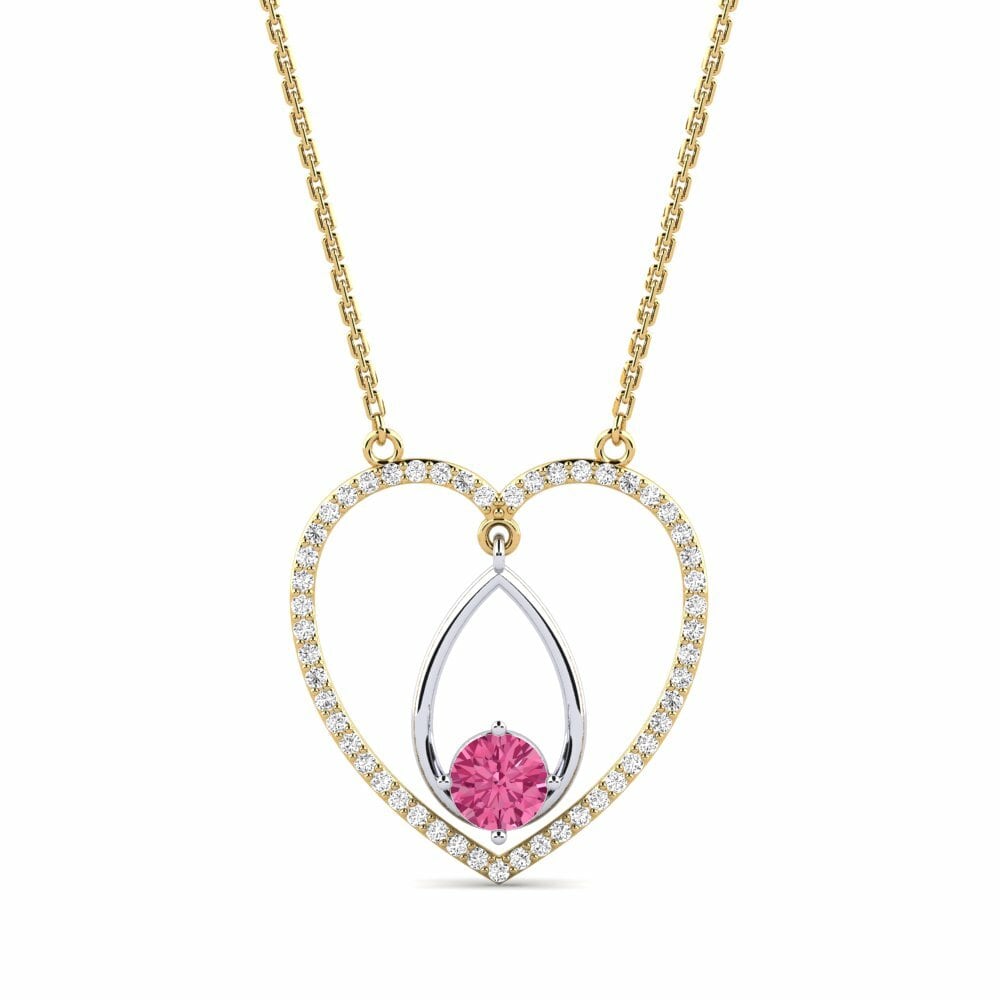 Vàng-Trắng 9K Đá Tourmaline Hồng / Bích tỷ Dây chuyền nữ Passado