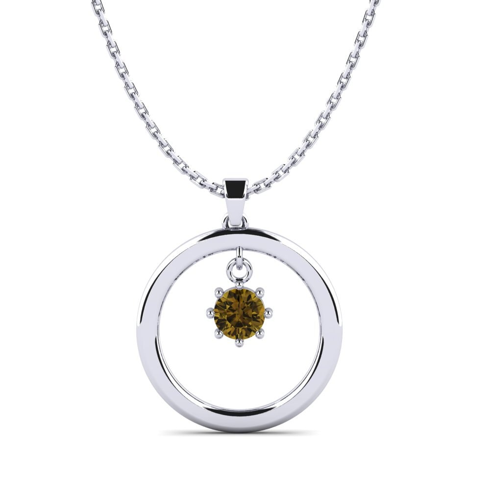 Plata 925 Circón Marrón Colgante de Mujer Quean