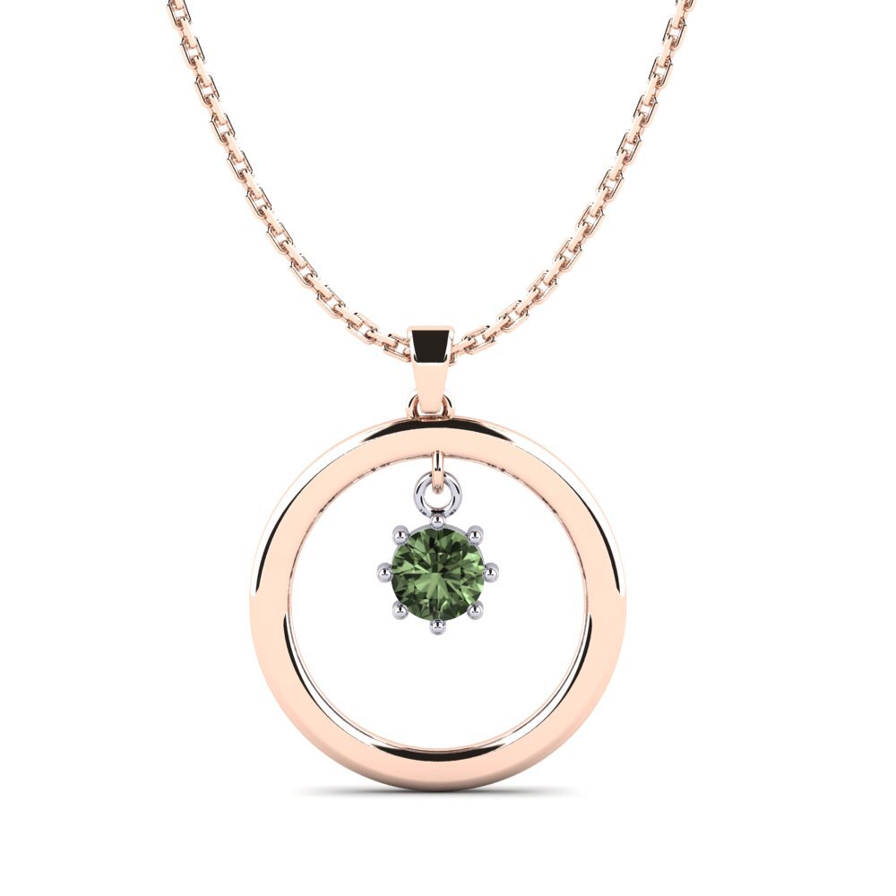 18k Oro Rosa & Blanco Zafiro Verde Colgante de Mujer Quean