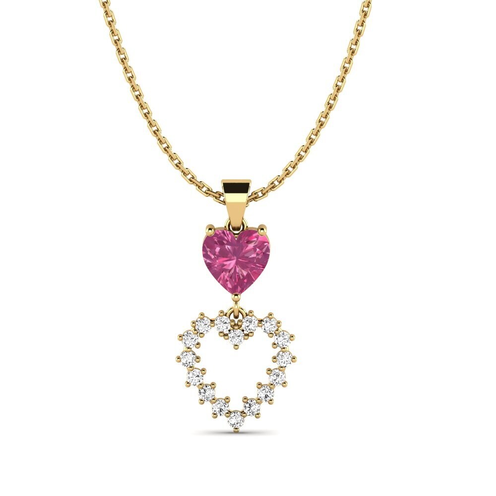 Trái Tim Đá Tourmaline Hồng / Bích tỷ Mặt dây chuyền nữ Rabiaan