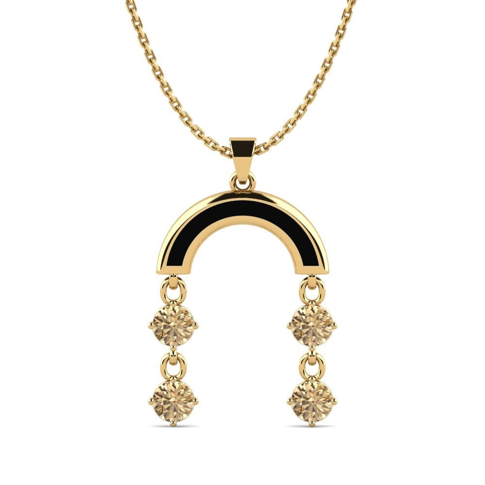 18k Oro Amarillo Diamante café Colgante de Mujer Tono