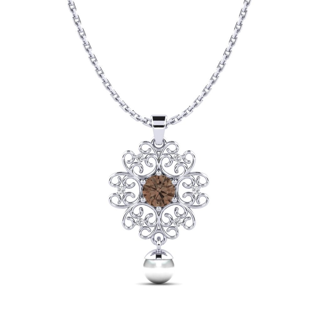 950 Platinum Smoky Quartz Women's Pendant Vimpa