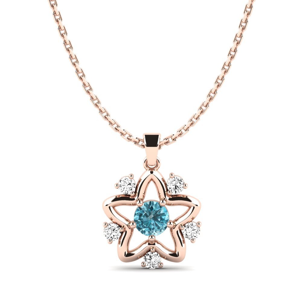 14k Oro Rosa Circón Azul Colgante de Mujer Vinniser