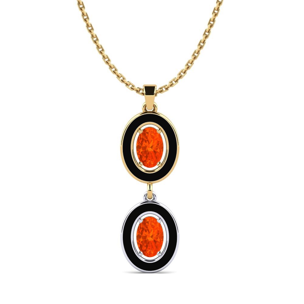 14k Oro Amarillo & Blanco Ópalo Fuego Colgante de Mujer Wordplay