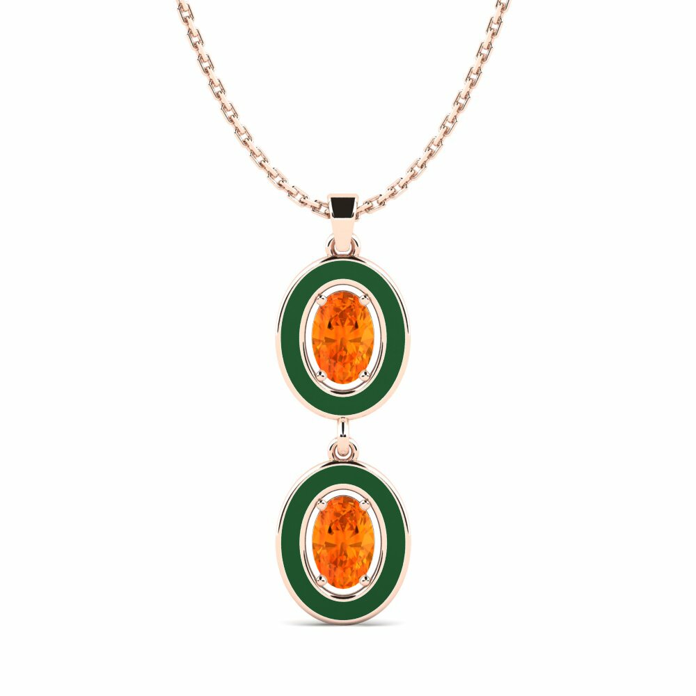 Vàng Hồng 18K Đá Sapphire Cam Mặt dây chuyền nữ Wordplay