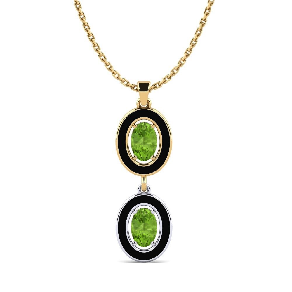 9k Oro Amarillo & Blanco Peridoto Colgante de Mujer Wordplay