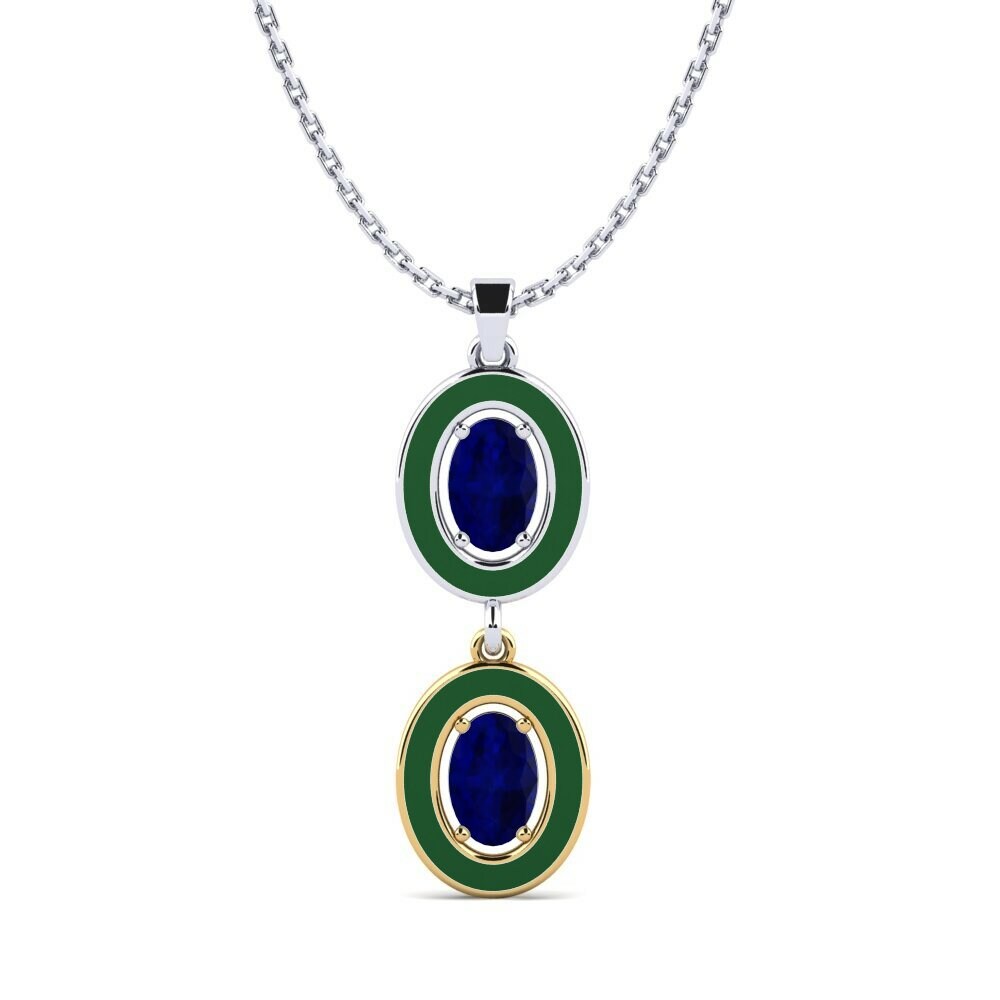 Vàng Trắng-Vàng 18K Đá Sapphire Mặt dây chuyền nữ Wordplay