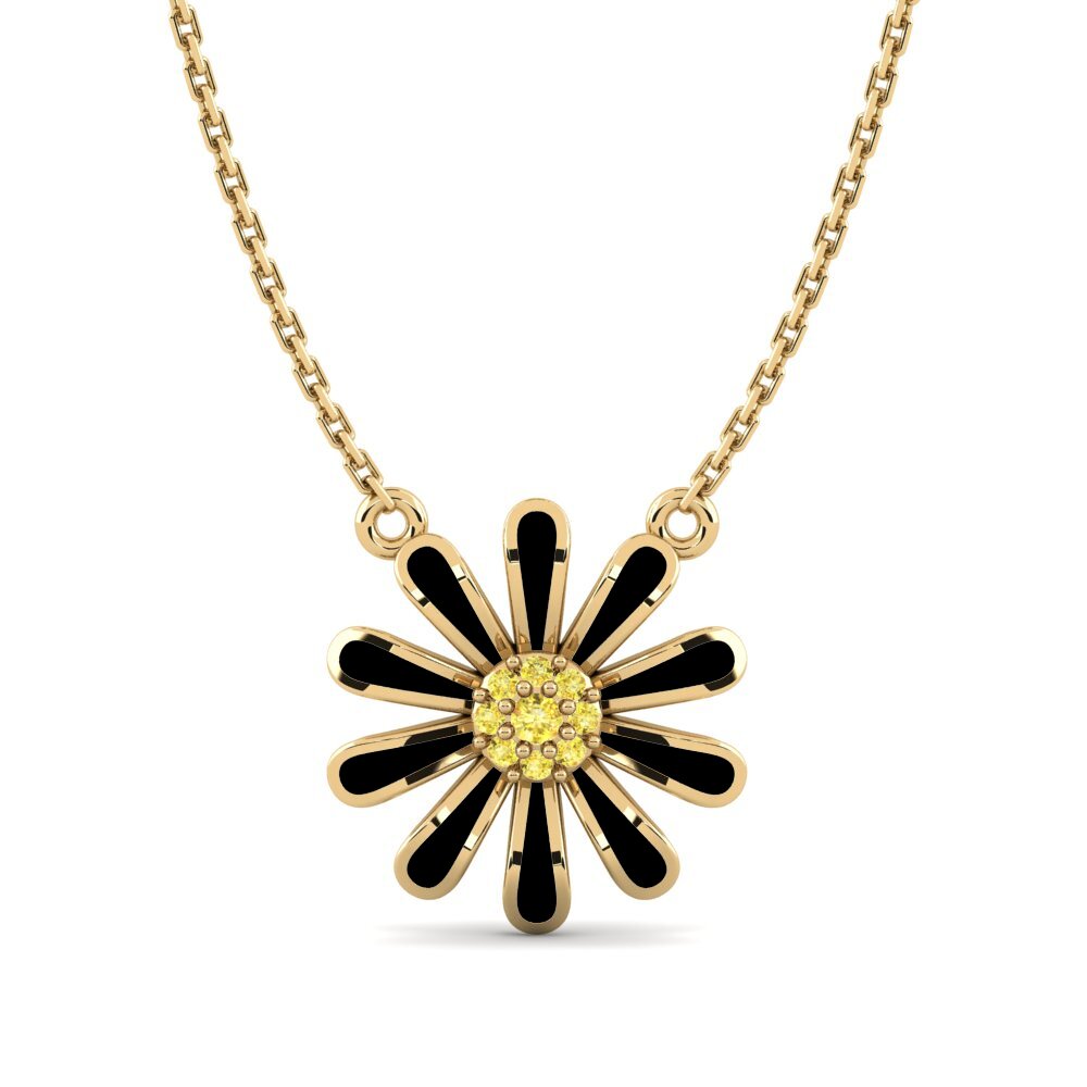 14k Yellow Gold Yellow Sapphire Women's Necklace Torumta