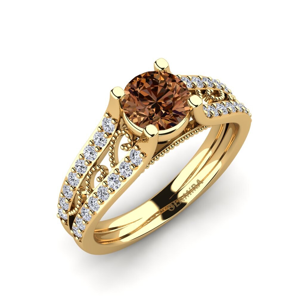 Diamante café Anillo de compromiso Ebbony