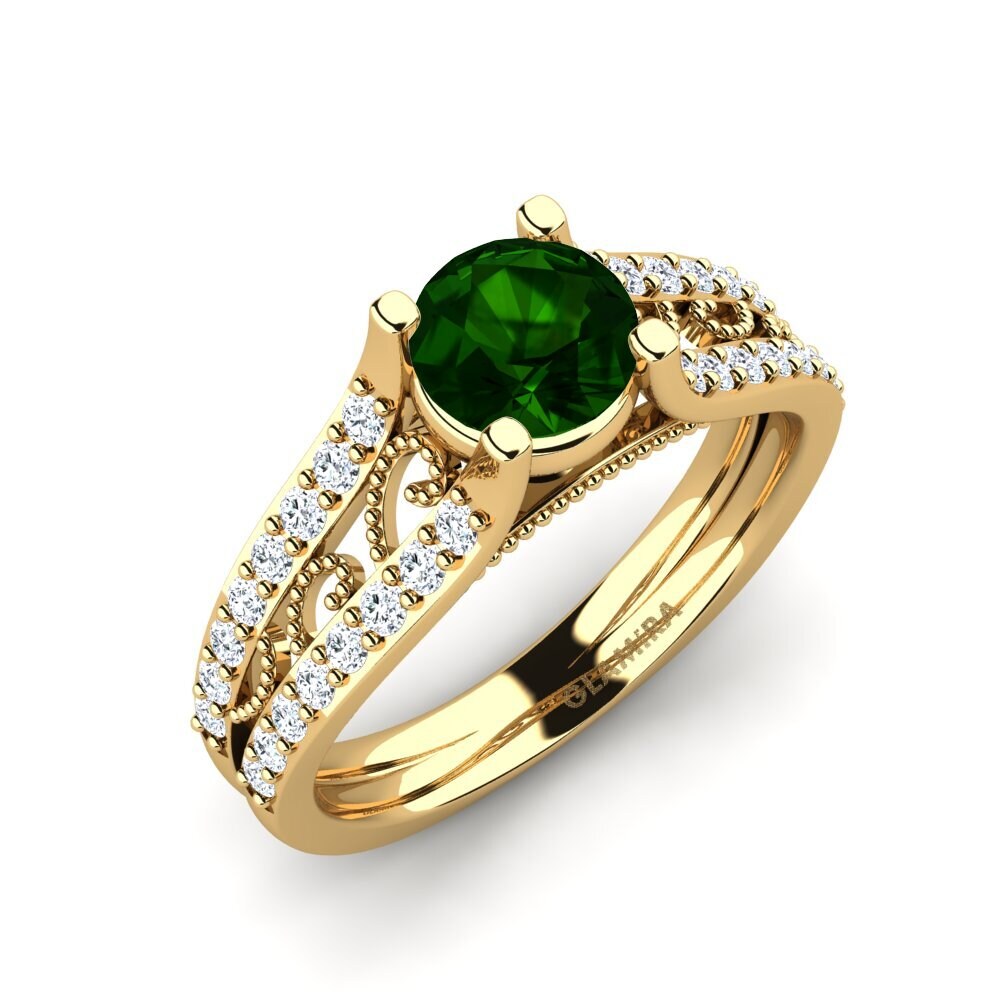 Tourmaline Verte Bague de fiançailles Ebbony