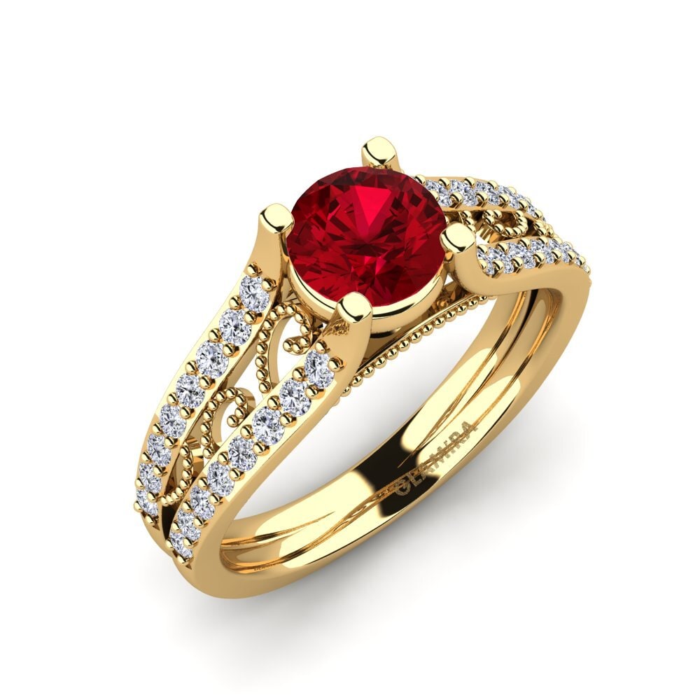 Circonita Roja Anillo de compromiso Ebbony