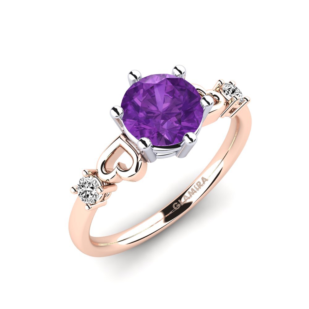 14ct Rose / White Gold Amethyst Engagement Ring Naidene