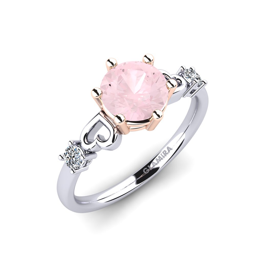 14ct White & Rose Gold Rose Quartz Engagement Ring Naidene