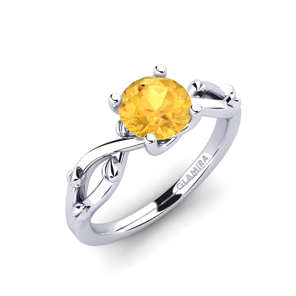 9ct White Gold Citrine Engagement Ring Alabate 1.0 crt